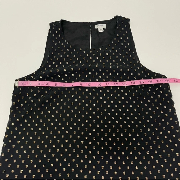 J Crew Shirt Womens Size XS Black Gold Blouse Sleeveless Metallic Lined - Picture 5 of 6